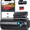 GKU 4K Dash Cam Front and Rear WiFi Dashcam with 64GB SD Card, Dual Car Camera Dash Cam with Parking Monitor, Night Vision, WDR, 170° Wide Angle, G-Sensor, Loop Recording, APP Control, Max 256GB