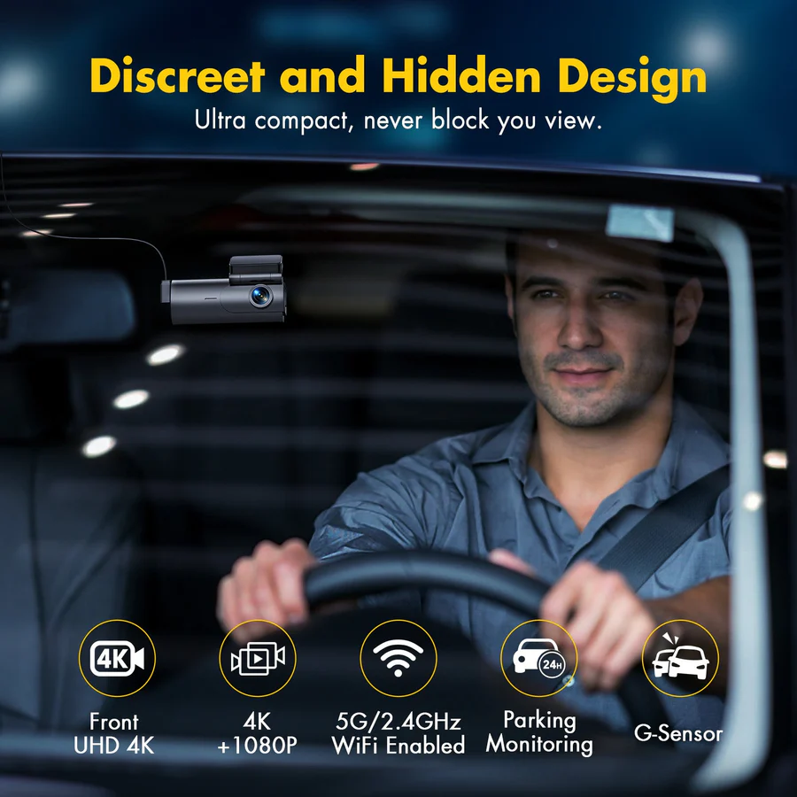 GKU D600 4K Dash Cam Front and Rear WiFi Dashcam with 64GB SD Card, Dual Car Camera Dash Cam with Parking Monitor, Night Vision, WDR, 170° Wide Angle, G-Sensor, Loop Recording, APP Control, Max 256GB - Image 6
