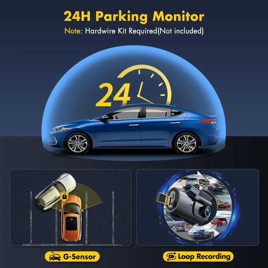 GKU D600 4K Dash Cam Front and Rear WiFi Dashcam with 64GB SD Card, Dual Car Camera Dash Cam with Parking Monitor, Night Vision, WDR, 170° Wide Angle, G-Sensor, Loop Recording, APP Control, Max 256GB - Image 9