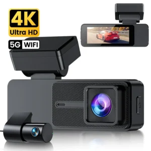 GKU D700 4K Dash Cam Front and Rear, 5Ghz Wi-Fi Dashcam with 3.18'' Touchscreen, GPS, Dual Car Camera Dash Cam with 64GB SD Card,Super Night Vision,WDR,Parking Monitor,G-sensor,Loop Recording,Max 512GB