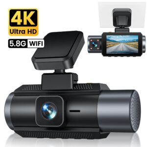 GKU D1000 3 Channel Dash Cam | 4K+1080P+1080P Front Rear & Cabin Camera with GPS